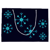 Blue Glitter Snowflakes Groot Cadeauzakje (Achterkant)