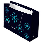Blue Glitter Snowflakes Groot Cadeauzakje (Voorkant Gekanteld)