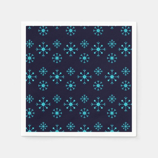 Blue Glitter Snowflakes Napkins Servet (Voorkant)