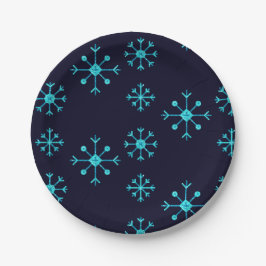 Blue Glitter Snowflakes Papieren Bordje