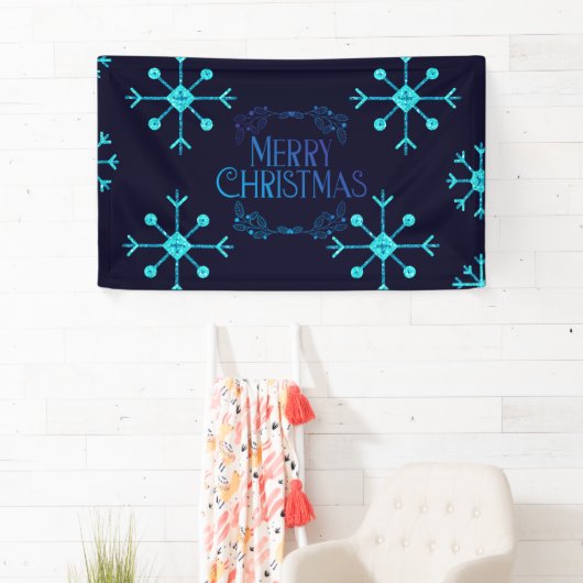 Blue Glitter Snowflakes Spandoek (Insitu)