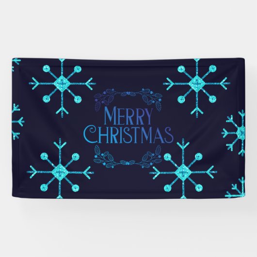 Blue Glitter Snowflakes Spandoek (Horizontaal)