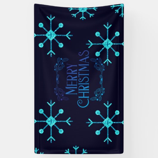 Blue Glitter Snowflakes Spandoek (Verticaal)