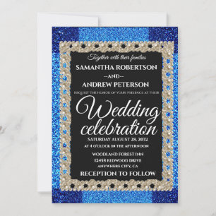Blue Glitter Sparking Pearls bruiloft Kaart