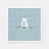 Blue Glitter & Sparkle Monogram Napkin Servet (Voorkant)
