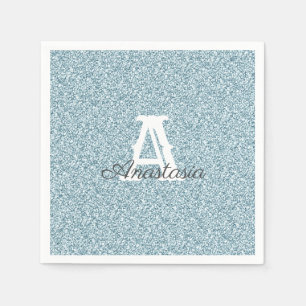 Blue Glitter & Sparkle Monogram Napkin Servet