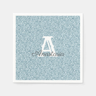 Blue Glitter & Sparkle Monogram Napkin Servet