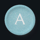 Blue Glitter & Sparkle Monogram Verjaardag Papieren Bordje<br><div class="desc">Blauwgroen Blue Faux Glitter en Sparkle Elegant Verjaardag of Bachelorette Party Borden. Deze Borden voor bruiloft,  Vrijgezellenfeest of verjaardagsfeest kunnen worden aangepast om uw initiaal en voornaam op te nemen. Neem contact op met de ontwerper voor aangepaste overeenkomende items.</div>