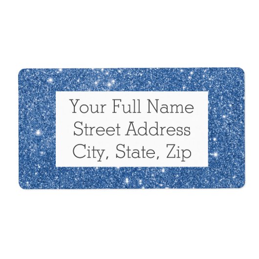 Blue Glitter Sparkles Etiket (Voorkant)