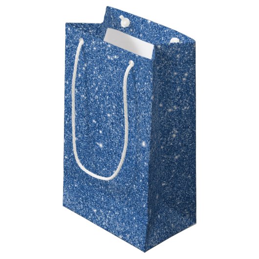 Blue Glitter Sparkles Klein Cadeauzakje (Voorkant Gekanteld)