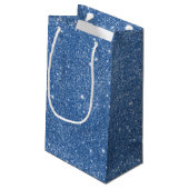 Blue Glitter Sparkles Klein Cadeauzakje (Achterkant Gekanteld)