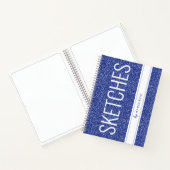 Blue Glitter Sparkly Sketchbook Gepersonaliseerde  Notitieboek (Binnen)