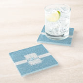 Blue Glitter Specialized Glass Onderzetter (Schuin)