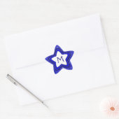 Blue glitter star aanpasbare monogram stickers (Envelop)