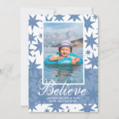 Blue Glitter Stars kerstfoto Feestdagenkaart (Voorkant)