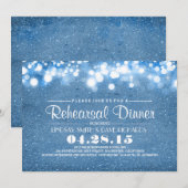 Blue glitter & string lights repetitie diner kaart (Voorkant / Achterkant)