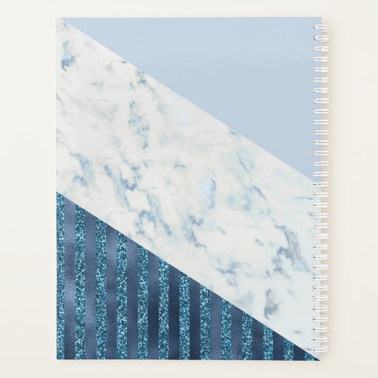 Blue Glitter Stripes 2025 Script Naam Planner (Achterkant)