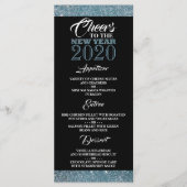 Blue Glitter Stripes, nieuwjaar Menu (Voorkant)
