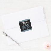 Blue Glitter Stripes, nieuwjaar Vierkante Sticker (Envelop)