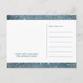 Blue Glitter Stripes, Nieuwjaarsuitnodiging Briefkaart (Achterkant)