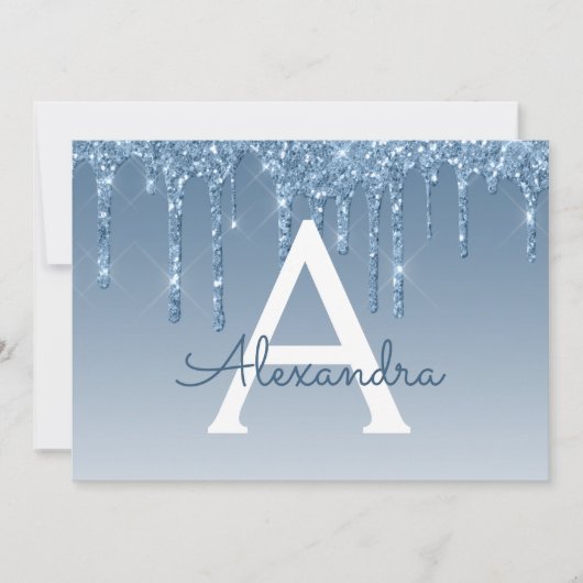 Blue Glitter Sweet 16 Bewaar de datum Kaart (Voorkant)