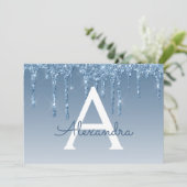 Blue Glitter Sweet 16 Bewaar de datum Kaart (Staand voorkant)