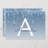 Blue Glitter Sweet 16 Bewaar de datum Kaart (Voorkant / Achterkant)