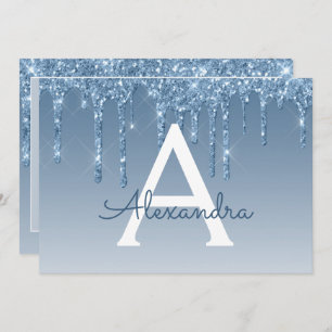 Blue Glitter Sweet 16 Bewaar de datum Kaart