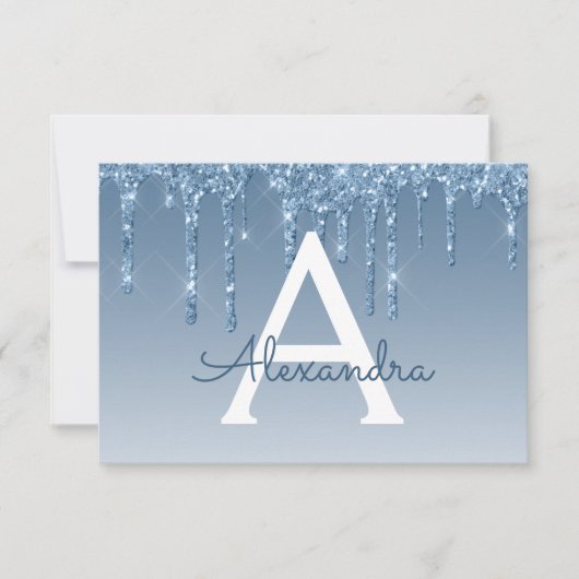 Blue Glitter Sweet 16 Bewaar de datum Kaart (Voorkant)