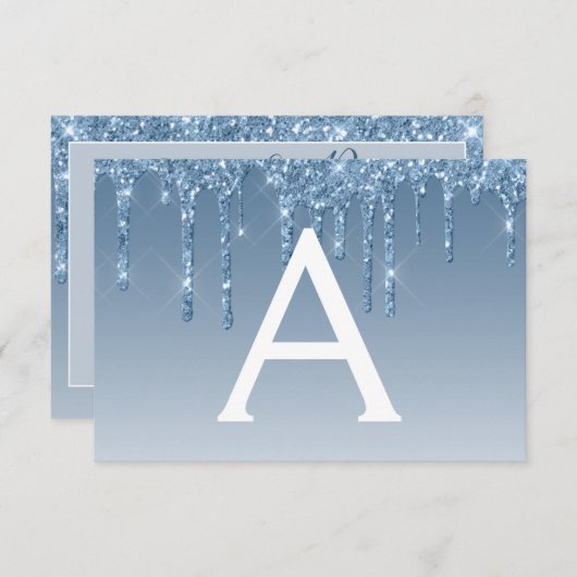 Blue Glitter Sweet 16 Bewaar de datum Kaart (Voorkant / Achterkant)