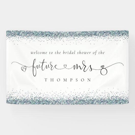 Blue Glitter Toekomst Mrs Welkom bij Vrijgezellenf Spandoek (Horizontaal)