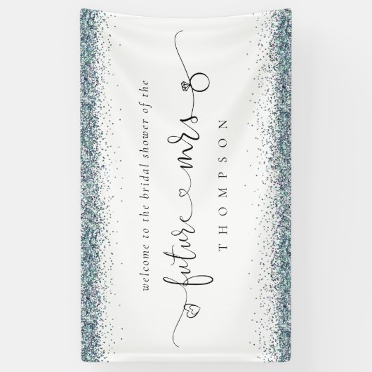 Blue Glitter Toekomst Mrs Welkom bij Vrijgezellenf Spandoek (Verticaal)