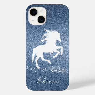 Blue Glitter Unicorn Case-Mate iPhone 14 Hoesje