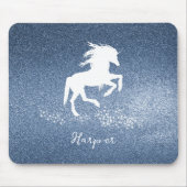 Blue Glitter Unicorn Muismat (Voorkant)