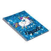 Blue Glitter Unicorn Notitieboek (Rechterzijde)