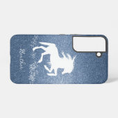 Blue Glitter Unicorn Samsung Galaxy Hoesje (Achterkant horizontaal)