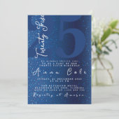 Blue Glitter Verjaardag Sparkling Glam Party Kaart (Staand voorkant)