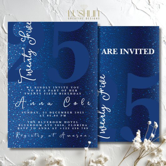 Blue Glitter Verjaardag Sparkling Glam Party Kaart