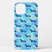 Blue Glitter Waterverf Dachshund Pattern Adult Cl Case-Mate iPhone Case (Achterkant)