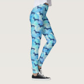 Blue Glitter Waterverf Dachshund Pattern Leggings (Rechts)