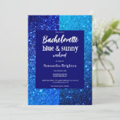 Blue Glitter Weekend Bachelorette Invitation Kaart (Staand voorkant)