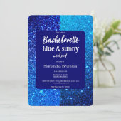 Blue Glitter Weekend Bachelorette Invitation Kaart (Staand voorkant)