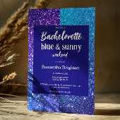 Blue Glitter Weekend Bachelorette Invitation Kaart