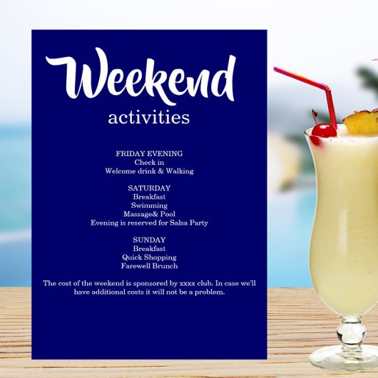 Blue Glitter Weekend Bachelorette Invitation Kaart