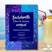 Blue Glitter Weekend Bachelorette Invitation Kaart