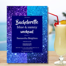 Blue Glitter Weekend Bachelorette Invitation