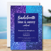 Blue Glitter Weekend Bachelorette Invitation Kaart