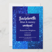 Blue Glitter Weekend Bachelorette Invitation Kaart (Voorkant)