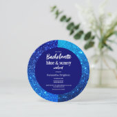 Blue Glitter Weekend Bachelorette Round Invitation Kaart (Staand voorkant)