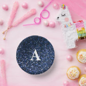 Blue Glitter White Monogram Initiaal Aangepaste na Papieren Kommen (Feest)